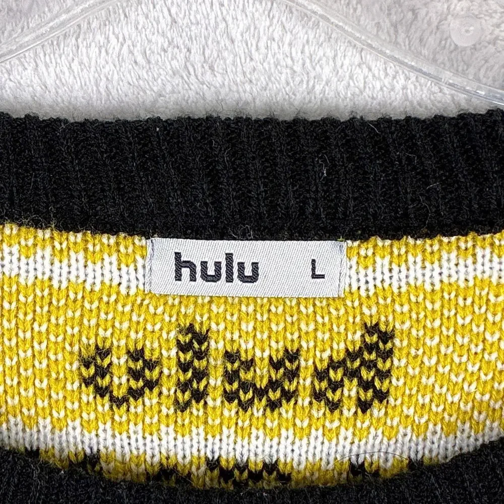 Wu Tang Clan C.R.E.A.M Sweater Mens L Black Yellow Hulu Streetwear Hip Hop 90s
